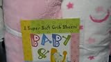 Microplush Fitted Crib Sheets (2) Pink and White with Pink Moon and Star