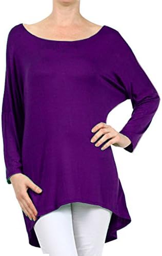 Women's Rayon Span High Low Tunic,Medium,Purple