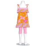 Little Girls Size 6 Orange Strappy Baby Doll Floral Outfit