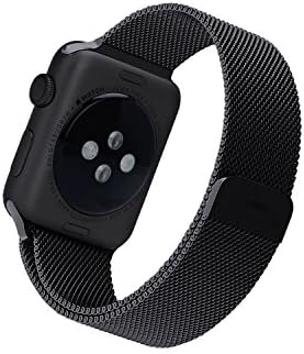 Apple Watch Band, XIYA 38mm Fully Magnetic Closure Clasp Mesh Loop Stainless Steel Bracelet Strap Replacement for iWatch, Sports Edition (Black)