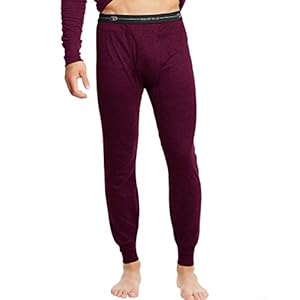 Duofold KMW2 Men's Mid Weight Wicking Thermal Pant - Bordeaux Red - Medium