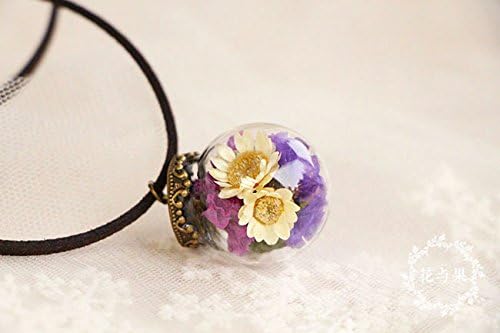 Nice Moment Handmade Dried Flower Long Necklace Forget-me-not Pendant Necklace (Brazil star flower)