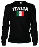 (Cybertela) Italia Flag Thermal Long Sleeve T-shirt Country Pride Tee (Black, Medium)