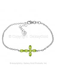 Peridot Cross Bracelet in 14k White Gold