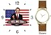 Barack Obama Picture - Yes We Can - US Flag Background - President Barack Obama Commemorative - WATCHBUDDY&reg; DELUXE TWO-TONE THEME WATCH - Arabic Numbers - Brown Leather Strap-Size-Women's Size-Small
