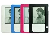 High Quality Silicone Skin Case Set: Blue Pink Black White for Amazon Kindle 2 with complement Crazyondigital Wristband