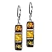 Sterling Silver Multicolor Amber Square Leverback Earrings Necklace Set 18 Inches