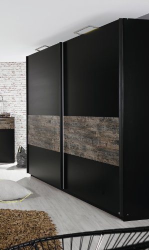 rauch Schwebetürenschrank Sumatra schwarz, Vintage-Optik braun B/H/T CA.270/223/69CM