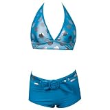 Swimsuit Set Blue Silver Dots Top  Bottom