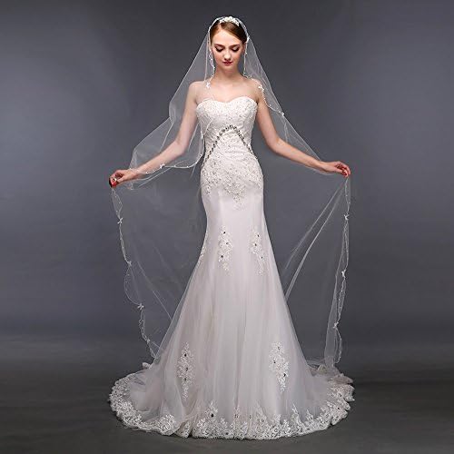 Tidetell Luxury Wedding Long 1 Tier Cathedral Train Bridal Veils