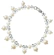Sterling Silver 6.5-7mm White Freshwater Cultured Pearl Dangles Bracelet w/ 6.5-7mm Faceted Crystal Accent