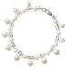 Sterling Silver 6.5-7mm White Freshwater Cultured Pearl Dangles Bracelet w/ 6.5-7mm Faceted Crystal Accent