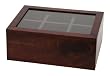 Lipper 2196 Cherry-Wood 6-Compartment Tea Box with Clear Lid and Removable Dividers