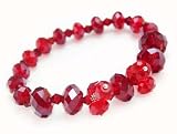 Ruby Red Single Strand Double Daisy Swarovski Crystal Bracelet