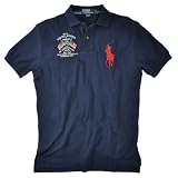 Polo Ralph Lauren Mens Classic-Fit Big Pony Flag Polo, Navy (Small)