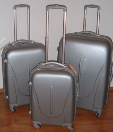 Hartschalen Trolley - Set 3-tlg. 4 Rollen Dehnfalte Silber