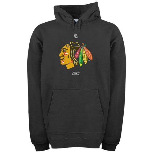 NHL Chicago Blackhawks Primary Logo Hooded Fleece (Black, Medium)