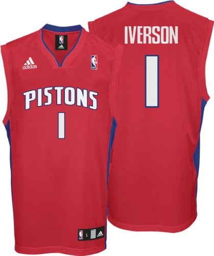 Allen Iverson Youth Jersey: adidas Red Replica #1 Detroit Pistons Jersey