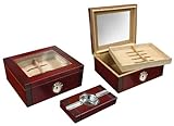 Image Two-Tone Beveled Glass Top Humidor with Matching Ashtray