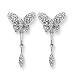 14K White Gold 1/2 ct. Diamond Butterfly Dangle Earrings