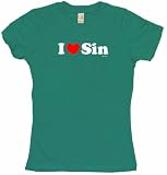 41uVFOxfU3L. SL160  I Heart (Love) Sin Womens Tee Shirt XL Kelly Green Babydoll (petite fit)