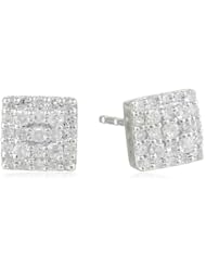 10k White Gold Square Cluster Earrings (0.25 cttw, I-J Color, I2-I3 Clarity)