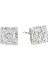 10k White Gold Square Cluster Earrings (0.25 cttw)