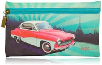 ESPE French Vintage Pencil Case Carrier Tote Red Car