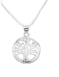 .925 Sterling Silver Tree Of Life Pendant Charm Necklace 18"