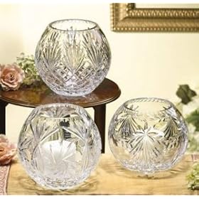 8 INCH ROSE BOWL ASSORTMENT - 8 INCH HANDCUT 24% CRYSTAL ROSE BOWLASSORTMENT by Jaf GIfts
