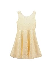 Girls Sleeveless Spring Summer Fall Floral Print Cotton Lace Wedding Party Dress 