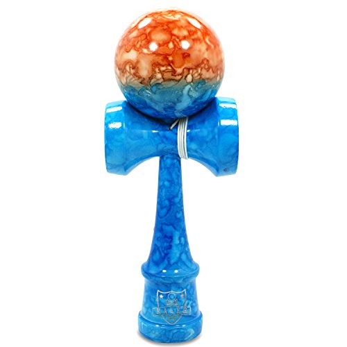 Full Orange & Blue Marble Kendama And Extra String