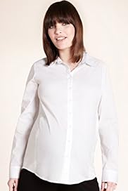 Maternity Cotton Blend Classic Collar Plain Shirt