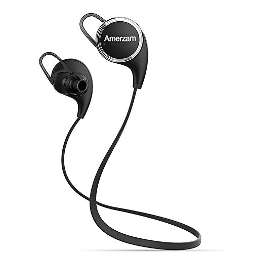 Amerzam Bluetooth Headphones 4.1 Earbuds Wireless Sports Headset Stereo Headphones with Mic, Black
