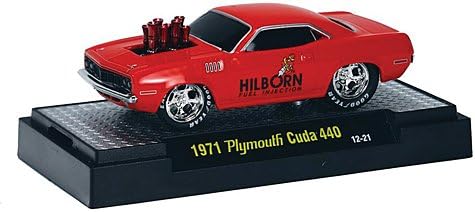 Plymouth Cuda 440, Hilborn, red , 1971, Model Car, Ready-made, M2 Machines 1:64
