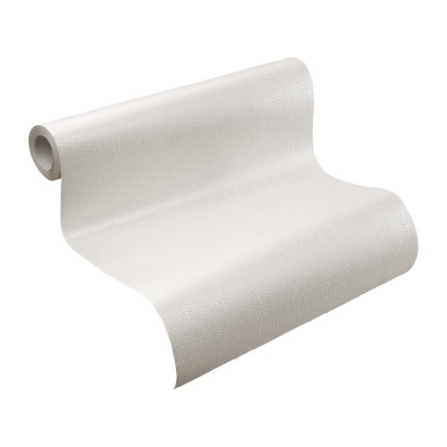 Rasch Tapete 758139 Vliestapeten - Uni, wei&szlig; silber