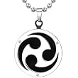 Elvin Charm: Surgical Stainless Steel Spiral Disc Pendant with Black Enamel on a Stainless Steel Ball Chain