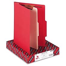 Smead Classification Folder, Letter, 2/5 Right Of Center, 1 Divider, Red, 10 Per Box (13703)