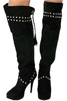 J95 Womens Over The Knee Pirate Black Boots Sizes 3-8