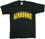 AIRBORNE Arched Logo - Air Force - Black One-Sided Military Logo T-Shirt / Tee
