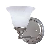 Westinghouse 64096 Brandt Point One-Light Upward Wall Sconce, Brushed Nickel with White Alabaster Globe