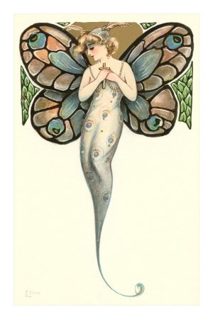 Butterfly Lady, Art Nouveau Premium Poster Print, 8x12