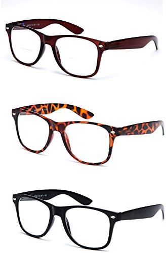 Newbee Fashion® - BiFocal 3 Pack Colors IG Wayfarer Style Comfortable Stylish Simple Reading Glasses