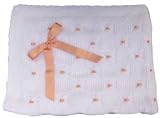 Handmade Baby Blanket - Heirloom in Peach Satin Lace (100% Hand-knitted)