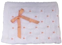 Handmade Baby Blanket - Heirloom in Peach Satin Lace (100% Hand-knitted)