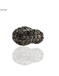 Sterling Silver Diamond Pave Nugget Shape Bead Finding Antique Style Jewelry