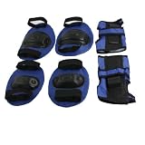 Como Children Sports Protective Palm Wrist Elbow Knee Support Brace Set Blue Black
