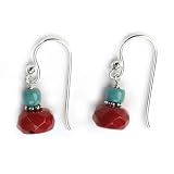 Barse Sterling Silver Turquoise & Sea Bamboo Earrings