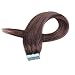 Tape in Hair Extensions Human Hair Dark Brown Seamless Skin Weft Tape in Hair Straight Remy Hair Extensions Tape in 20 PCS Invisible Adhesive 30G Real Hair Extensions Tape on 16 Inch for Women