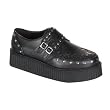CREEPER MENS SIZING 2 Inch Gothic Shoe Platform Studded Buckle Strap Creeper Shoe CLEARANCE